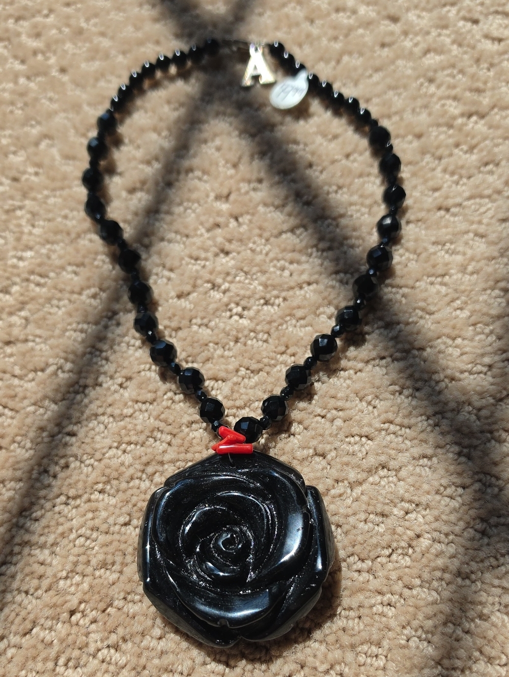 Black Rose Pendant Necklace - Women Jewelry